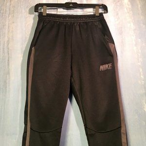 NIKE youth track pants DRI-FIT black gray stripe L